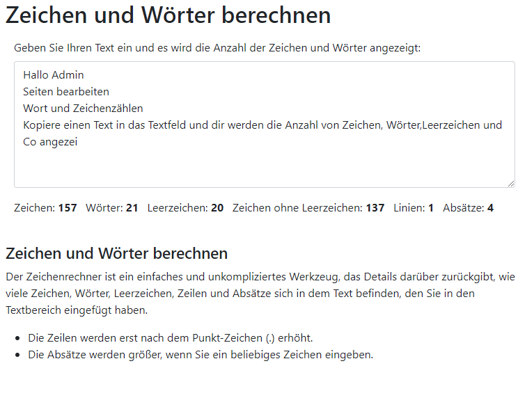 Wort und Zeichenzählen